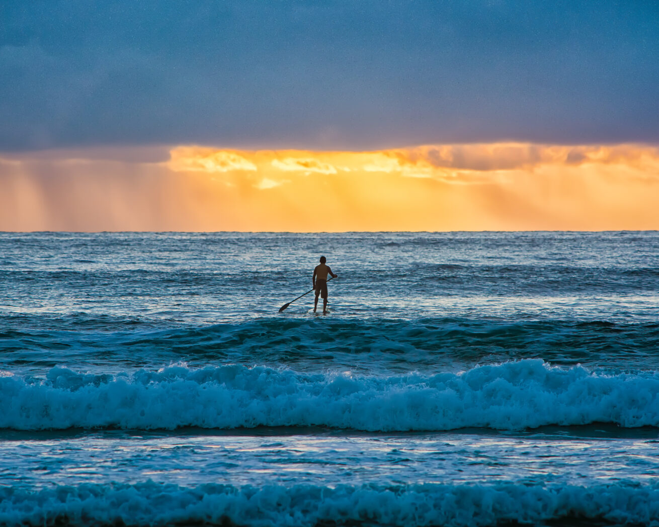 paddleboarder maui outbound youth ocean hawaii dawn sunrise