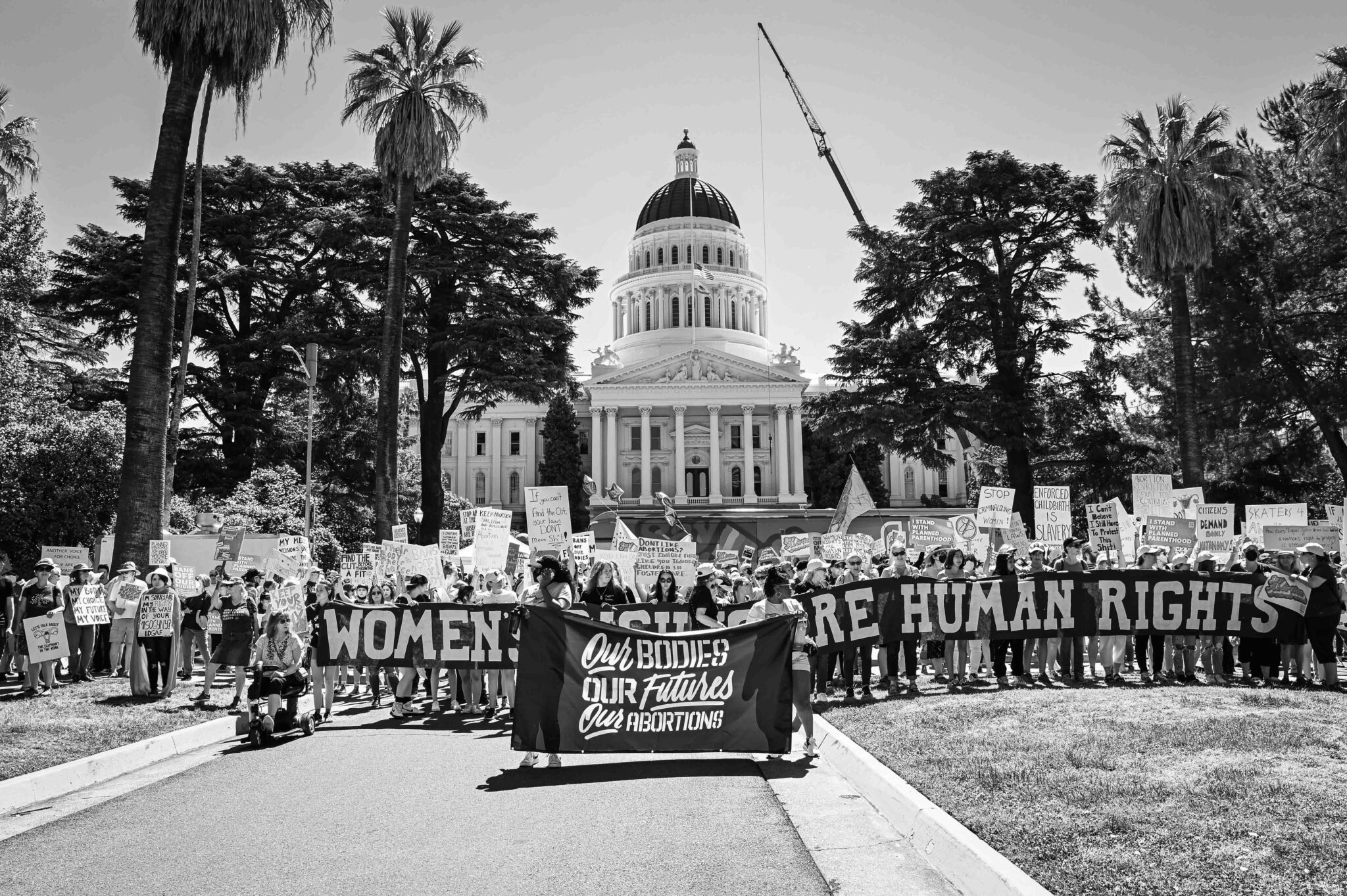 Bans off our bodies march, sacramento, california black and white 