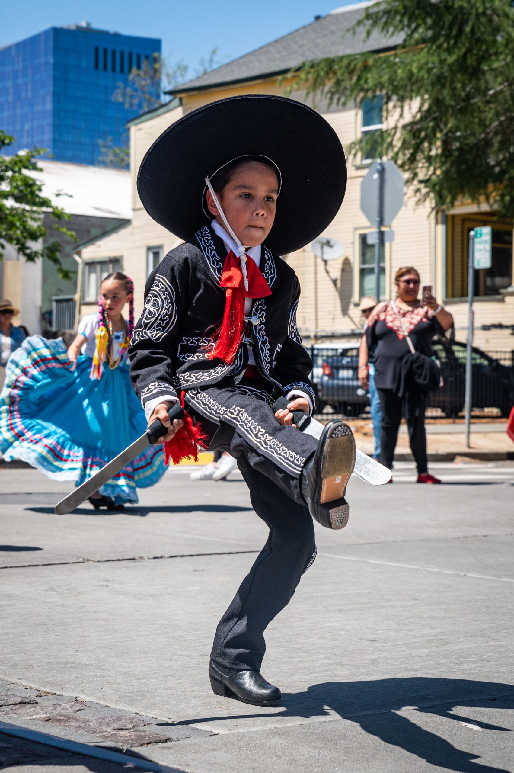 sacramento, california, mexican culture, event, floricanto family festival, boy, kicking, dancing, sombrero, costume