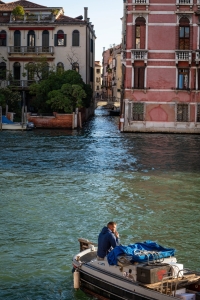 venice photography, venice photos, travel photos, lesbian photographer, gay photographer, Boatman, smoking, grand canal, Venice, italy