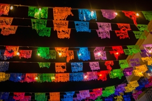 papel picados, colored flags, night, Baja California Sur, Los Cabos,mexico, arts, art scene, san jose del cabo, travel photography, culture, lesbian photographer