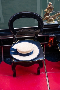 venice photography, venice photos, travel photos, lesbian photographer, gay photographer, Gondolier hat on chair, Venice, Italy