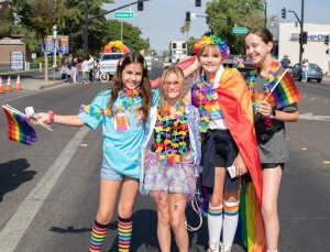 group, young people, colorful, reporter, news event, small town, central valley, colorful photos, photography, photographs, Woodland California, Woodland, Yolo County, Pride parade, pride march, downtown, june 2023, chris allan, lgbtq, community, event, photojournalist