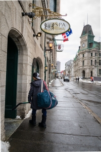 Quebec city, hockey boy, spa, chateau frontenac, quebec, chris allan, travel photography, freelance, Hockey boy, spa sign, Chateau Frontenac