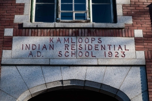Stone sign Kamloops Indian Residential School-1634