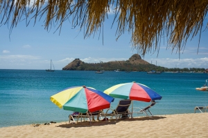 umbrellas, beach, colorful, Saint Lucia, caribbean, island, vacation, holiday, honeymoon, lesser antilles, english speaking, beautiful, volcanic island, travel blog, travel, tourism, travel photography