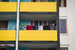 Laundry-building-yellow, blue, Castries-Saint-Lucia-4404-